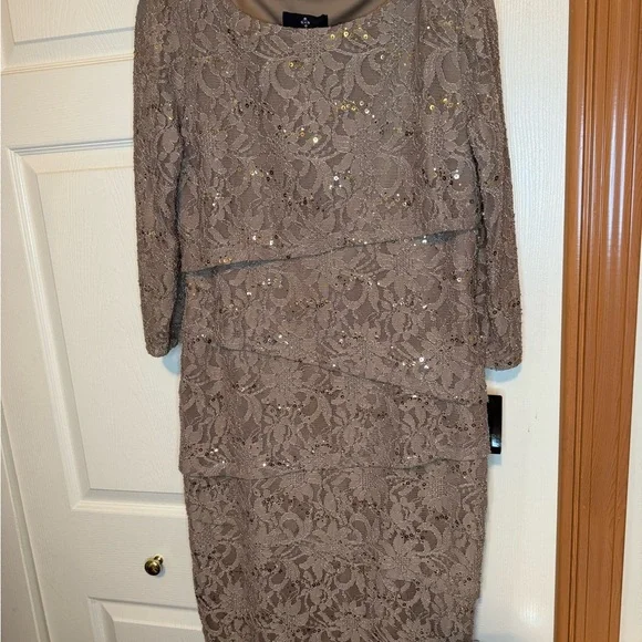 Ronni Nicole | Dresses | Ronni Nicole Taupe Lace Dress 8 Nwt | Poshmark